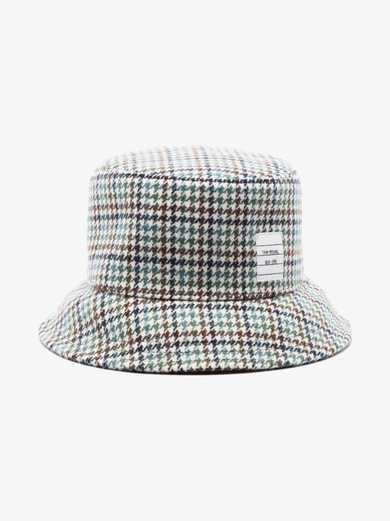 Multicoloured Houndstooth Wool Bucket Hat