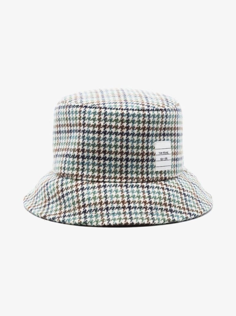 Multicoloured Houndstooth Wool Bucket Hat