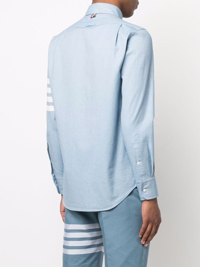 Blue 4-bar Stripe Cotton Shirt
