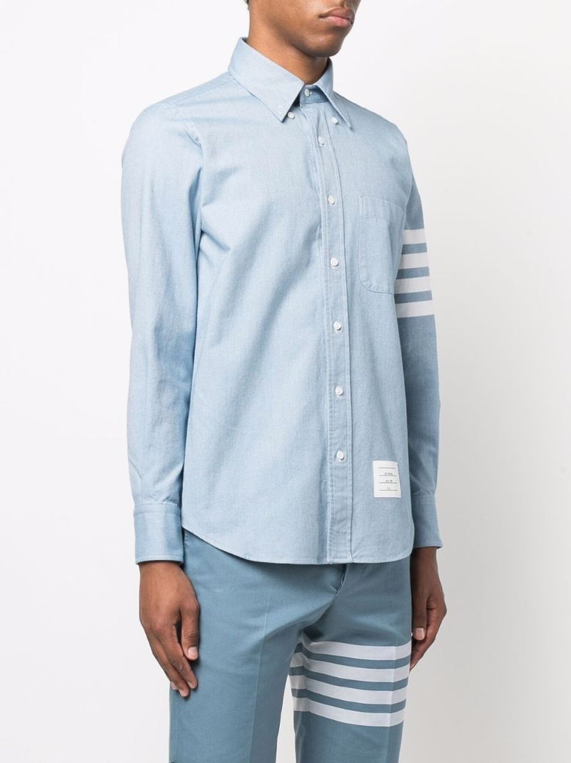 Blue 4-bar Stripe Cotton Shirt