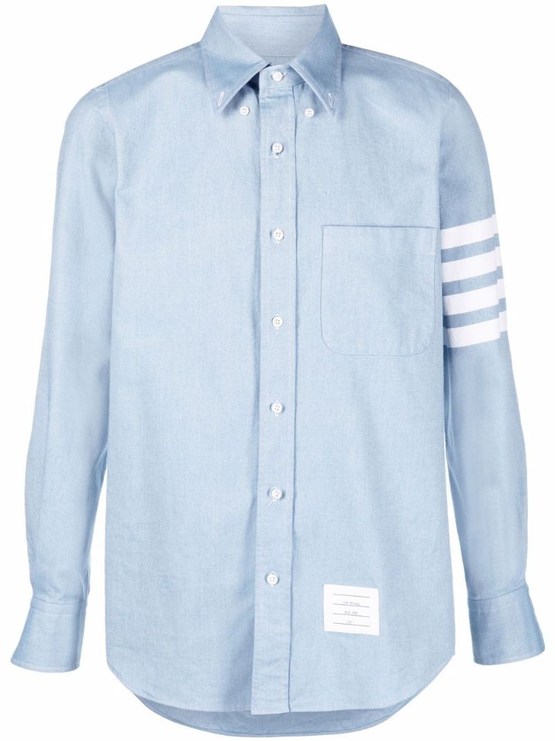 Blue 4-bar Stripe Cotton Shirt