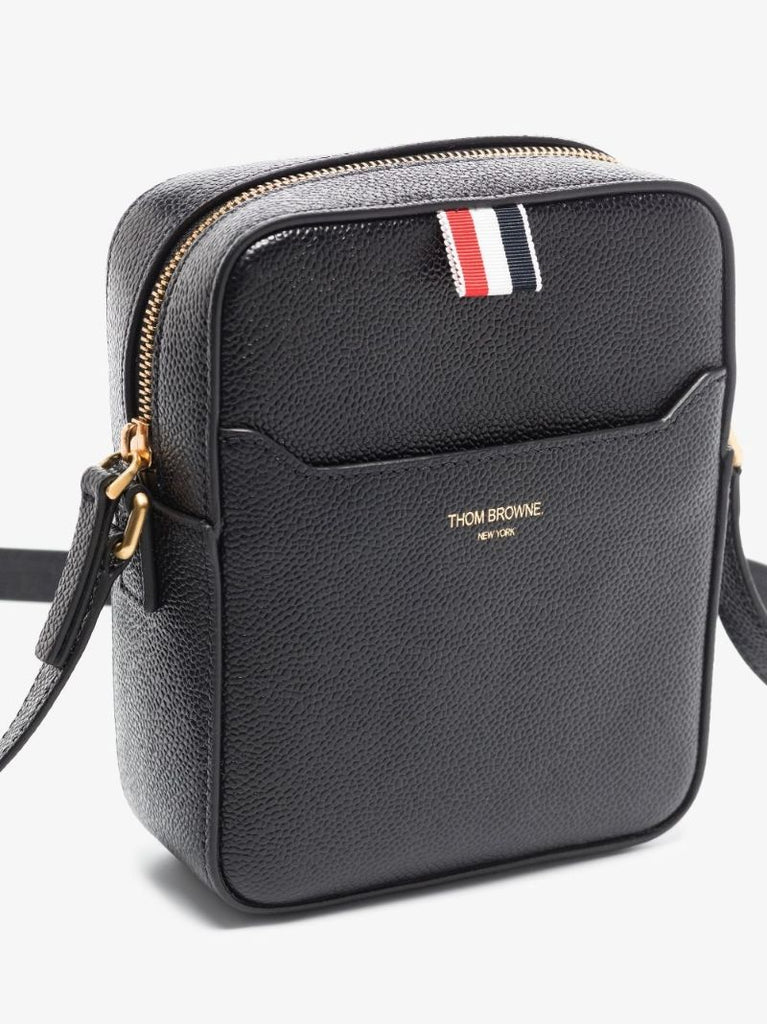 Black 4-bar Stripe Leather Camera Bag
