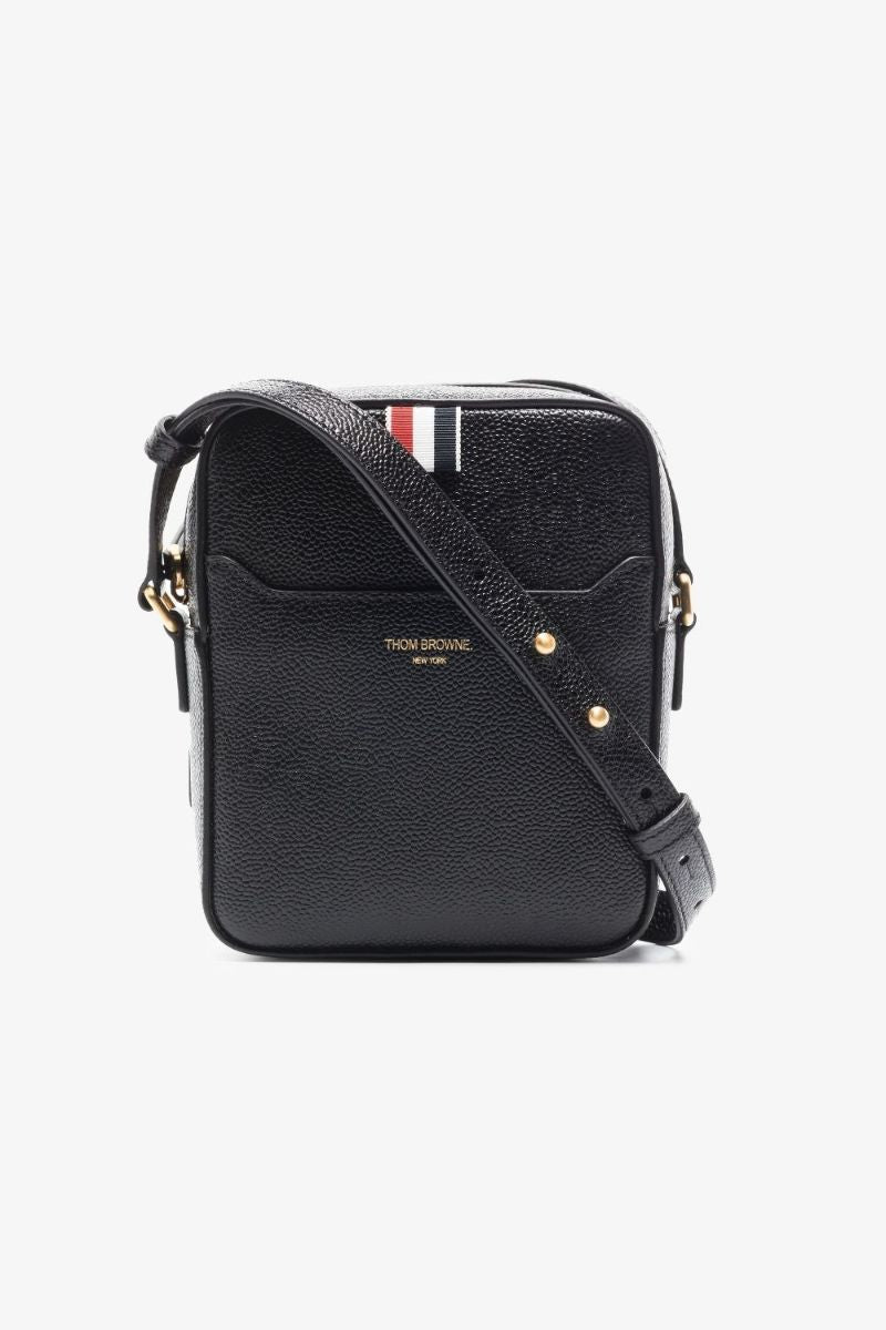 Black 4-bar Stripe Leather Camera Bag