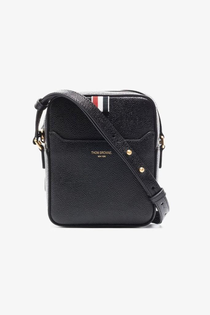 Black 4-bar Stripe Leather Camera Bag