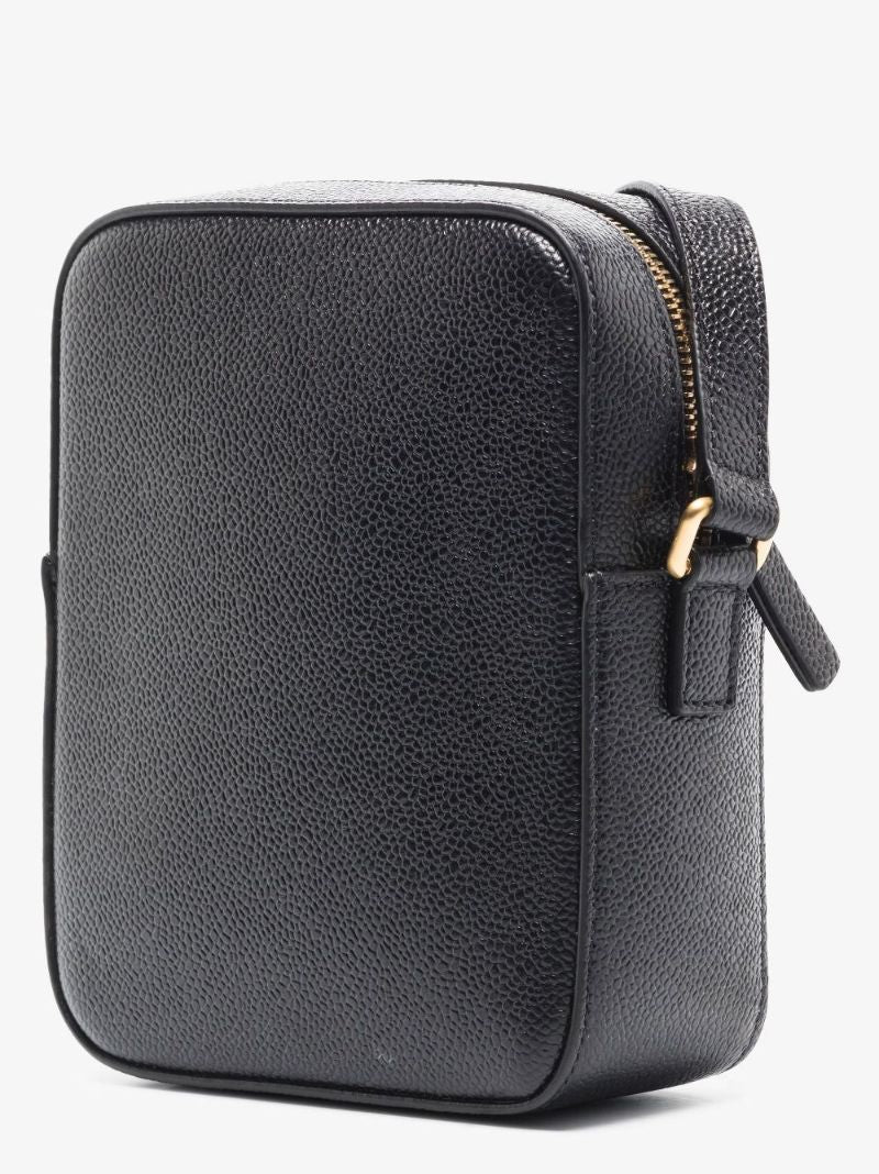 Black 4-bar Stripe Leather Camera Bag