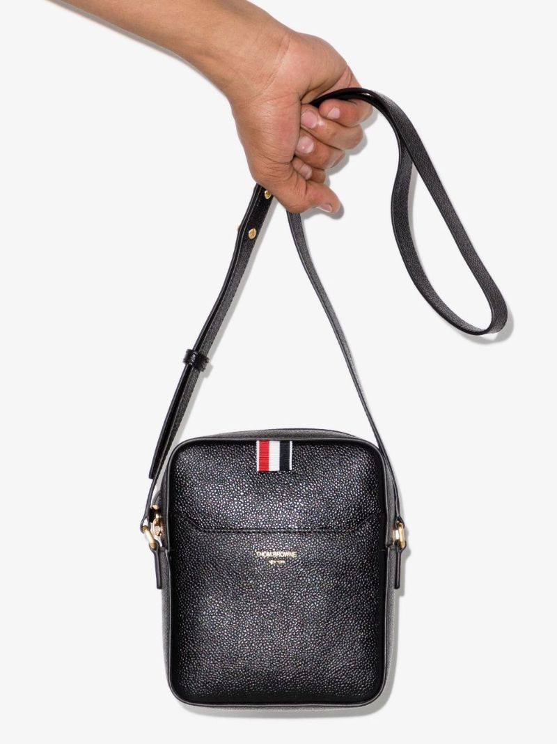 Black 4-bar Stripe Leather Camera Bag