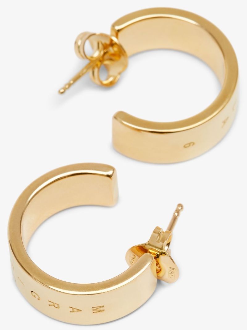 Gold Tone Engraved Hoop Earrings