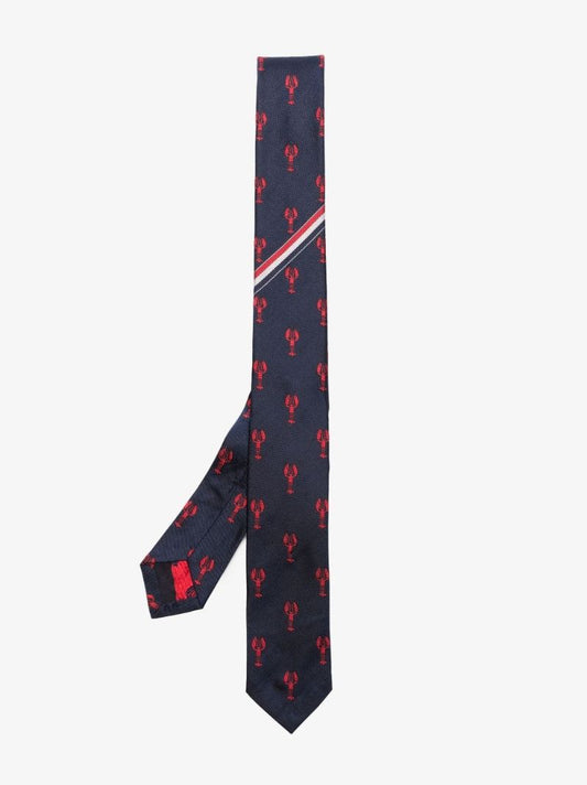 Navy Lobster Silk Tie