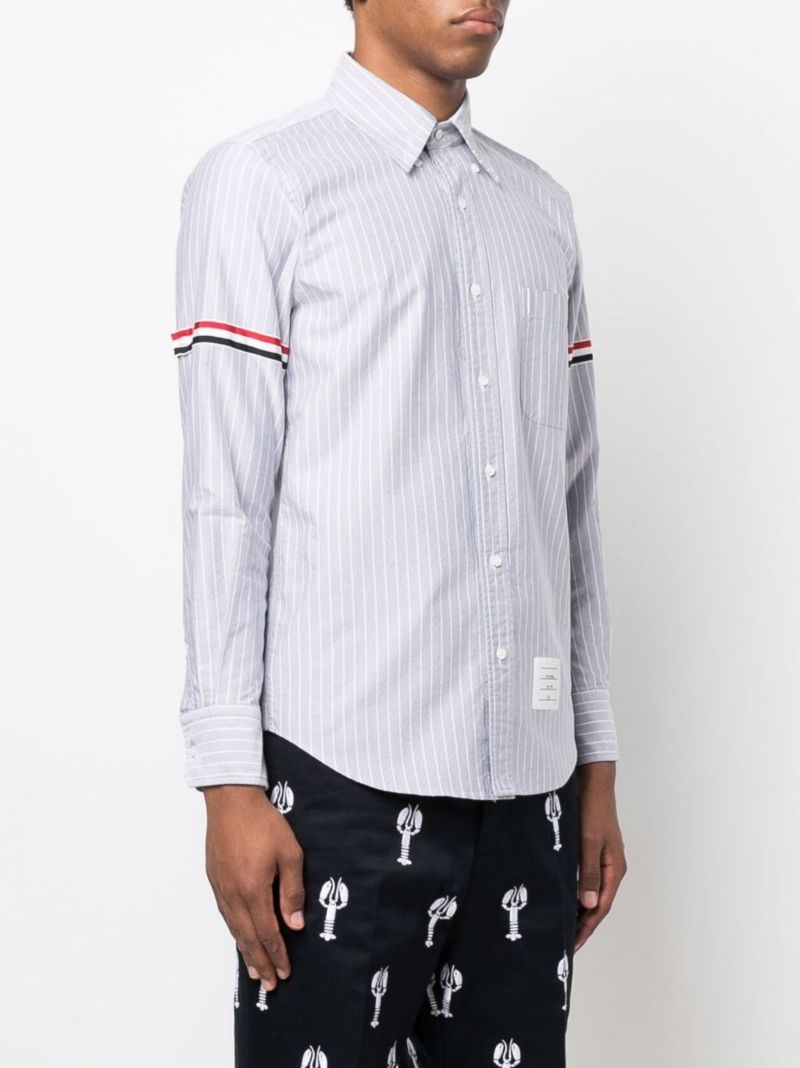 Blue Pinstripe Armband Cotton Shirt