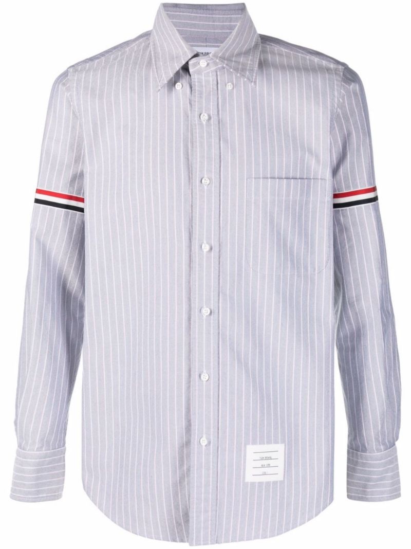Blue Pinstripe Armband Cotton Shirt