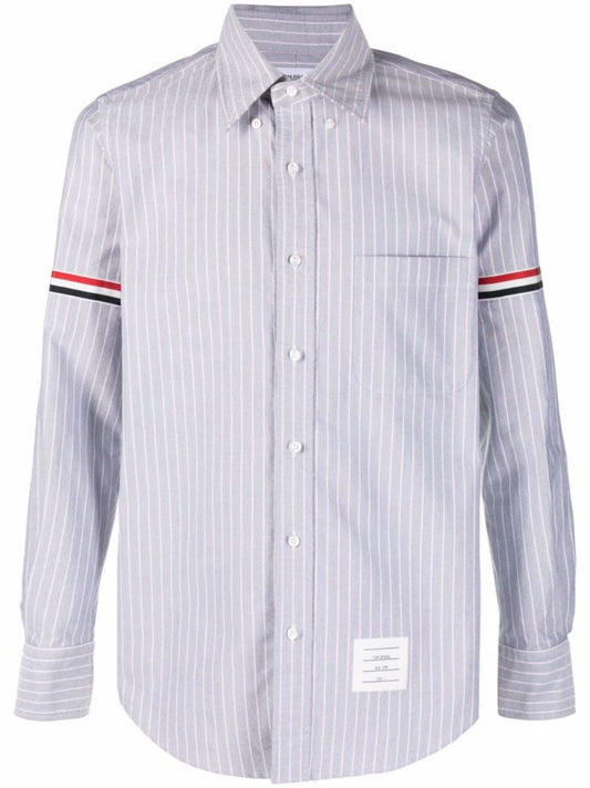 Blue Pinstripe Armband Cotton Shirt