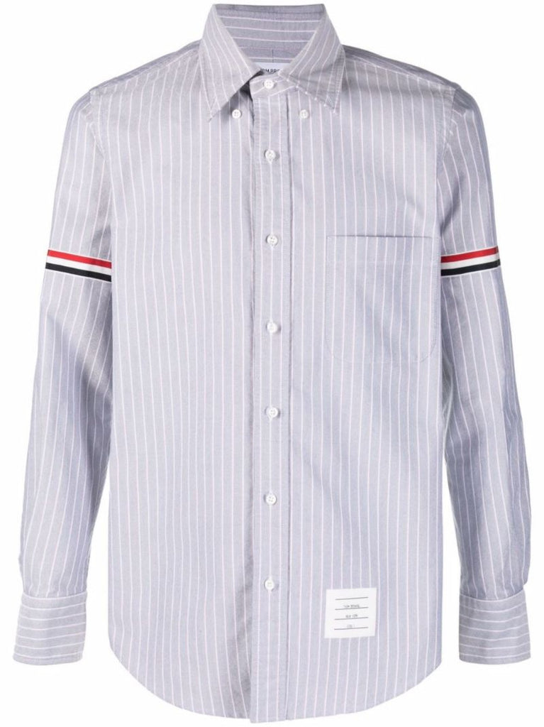 Blue Pinstripe Armband Cotton Shirt