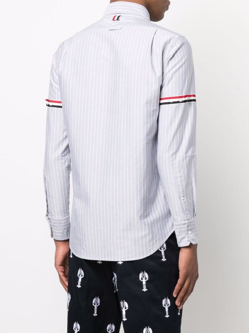 Blue Pinstripe Armband Cotton Shirt