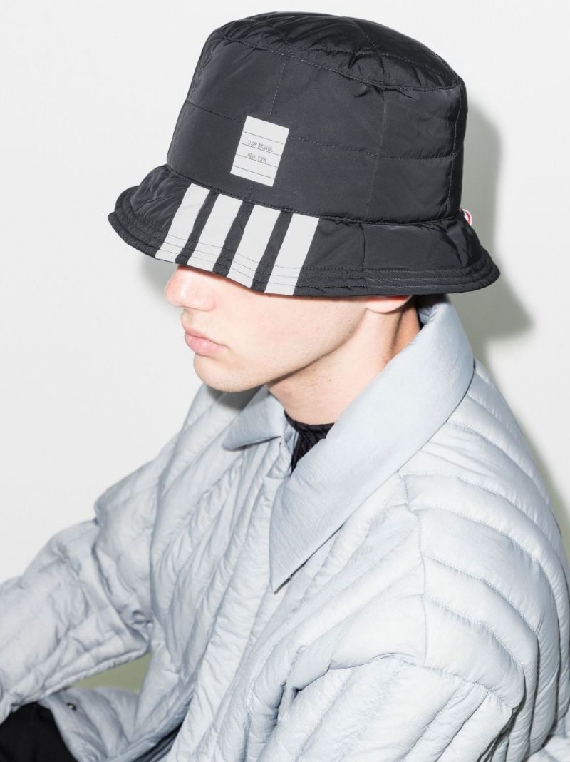 Black 4-bar Stripe Quilted Bucket Hat
