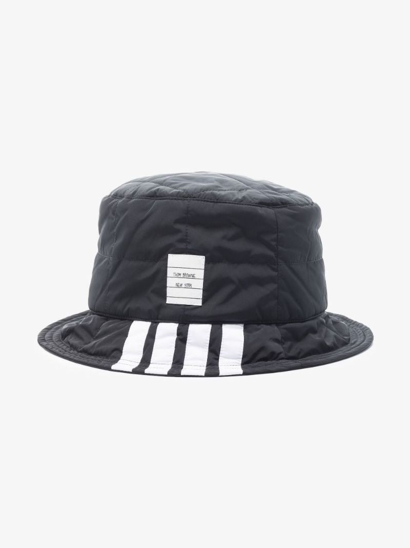 Black 4-bar Stripe Quilted Bucket Hat