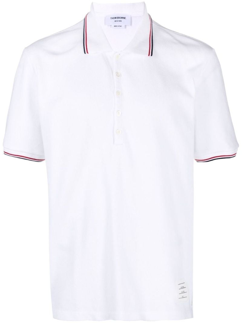 White 4-bar Cotton Polo Shirt
