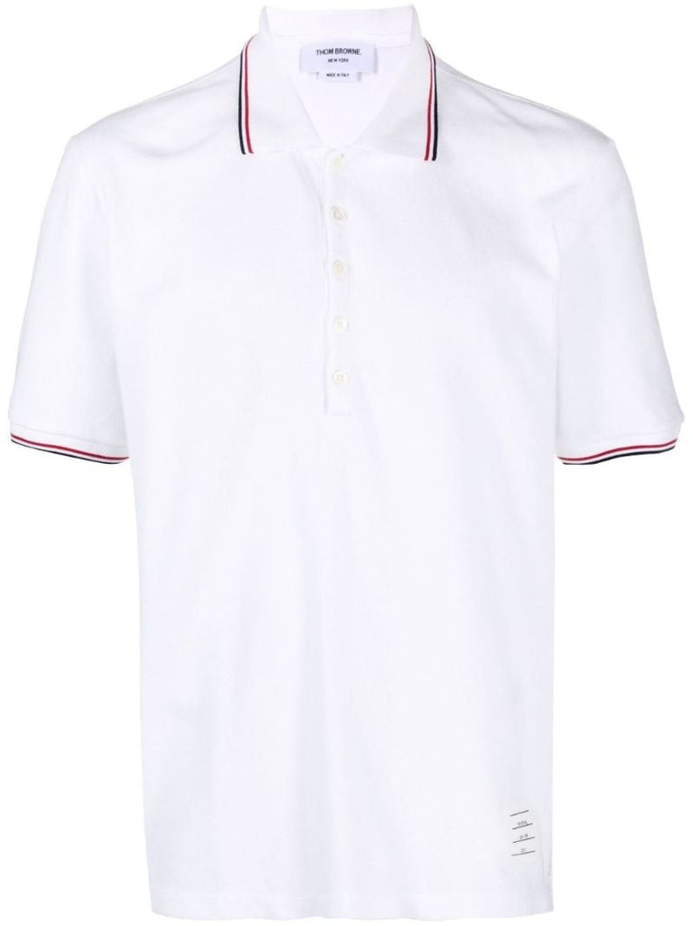 White 4-bar Cotton Polo Shirt