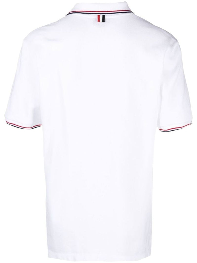 White 4-bar Cotton Polo Shirt