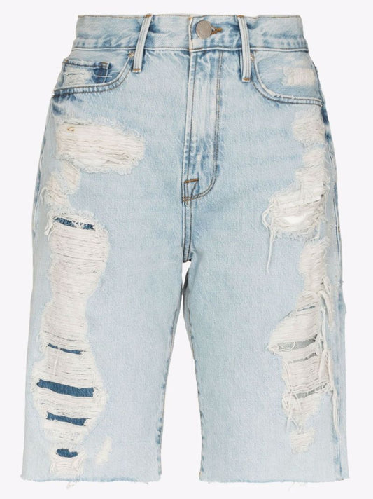 Le Vintage Bermuda Distressed Denim Shorts