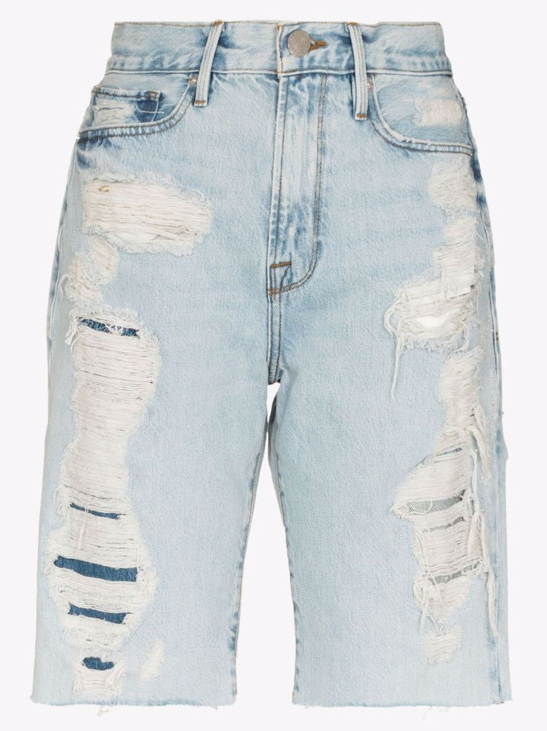 Le Vintage Bermuda Distressed Denim Shorts