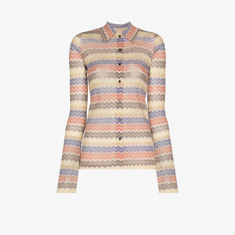 Zuri Striped Button-up Polo Top