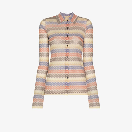 Zuri Striped Button-up Polo Top