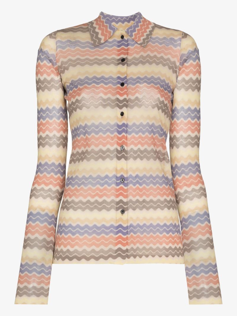 Zuri Striped Button-up Polo Top