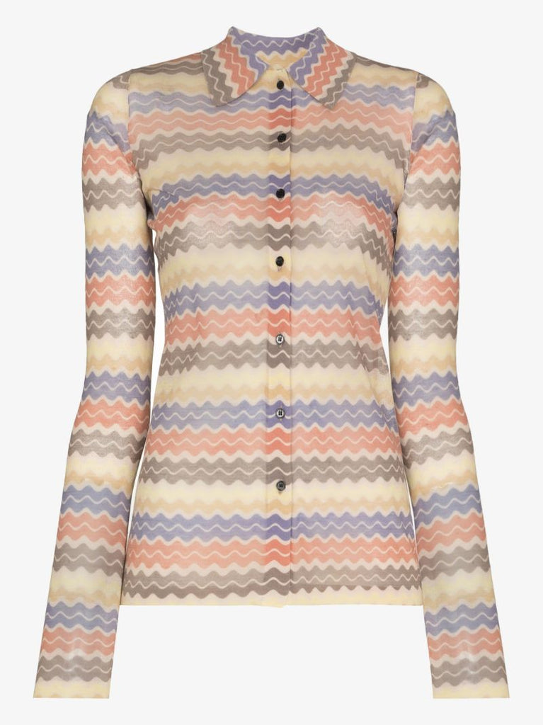 Zuri Striped Button-up Polo Top