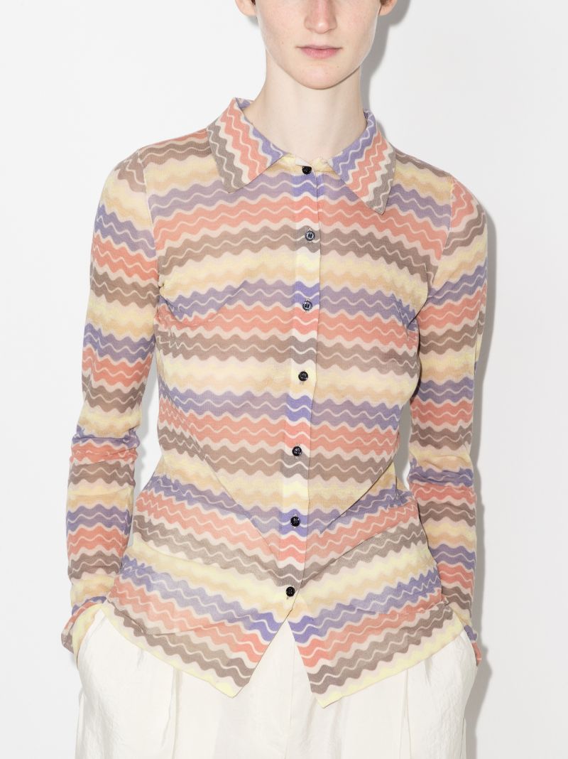 Zuri Striped Button-up Polo Top