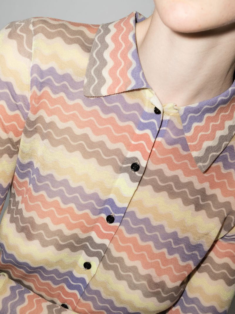 Zuri Striped Button-up Polo Top