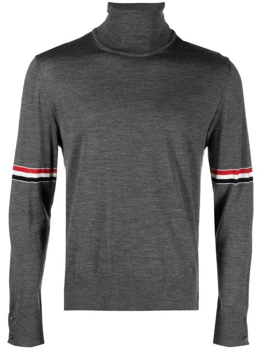 Grey 4-bar Merino Wool Turtleneck Sweater