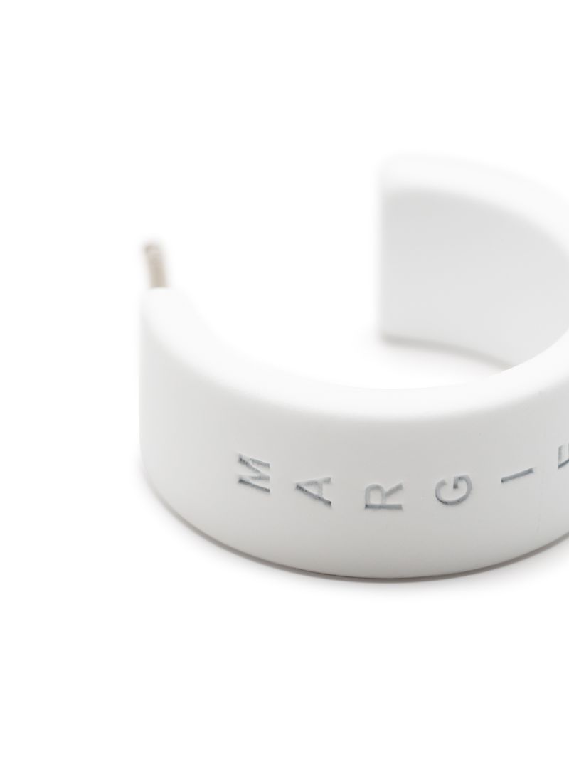White Logo Engraved Hoop Earrings