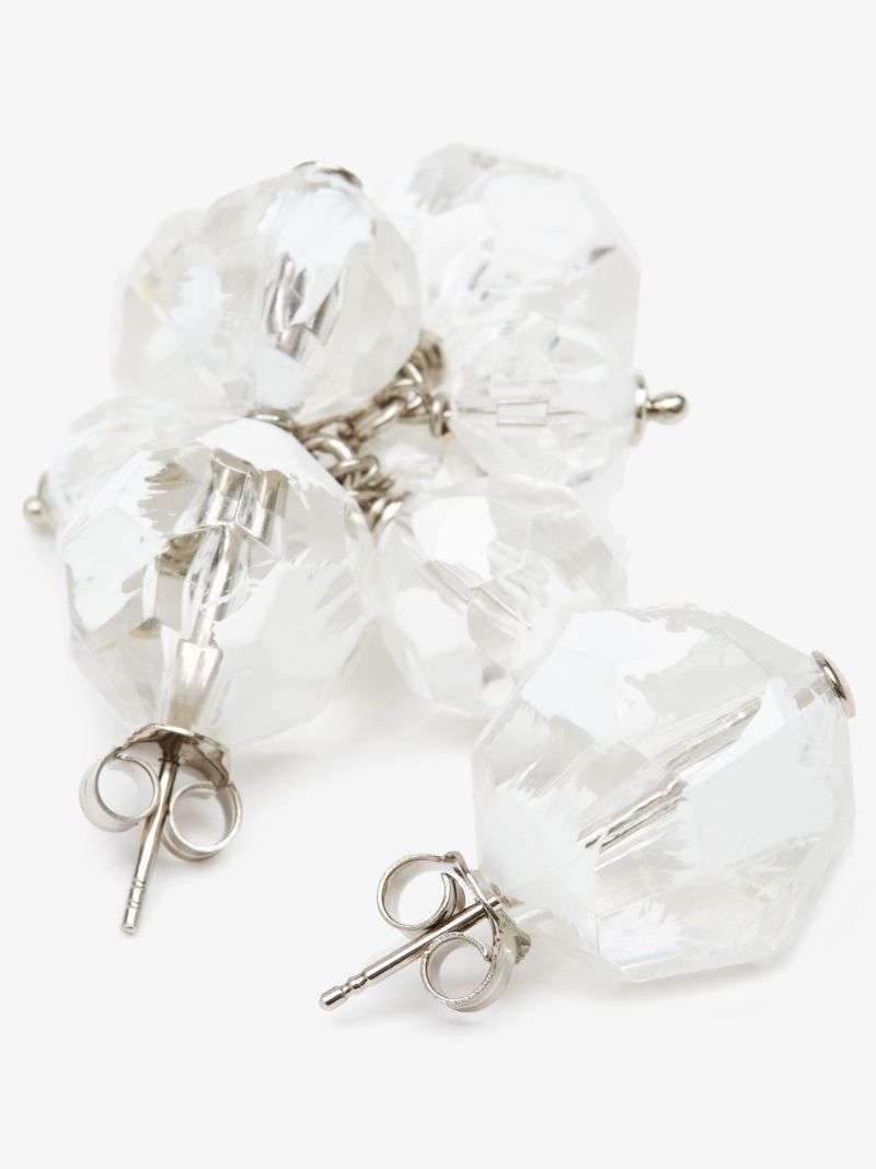 Silver Tone Crystal Beaded Earrings