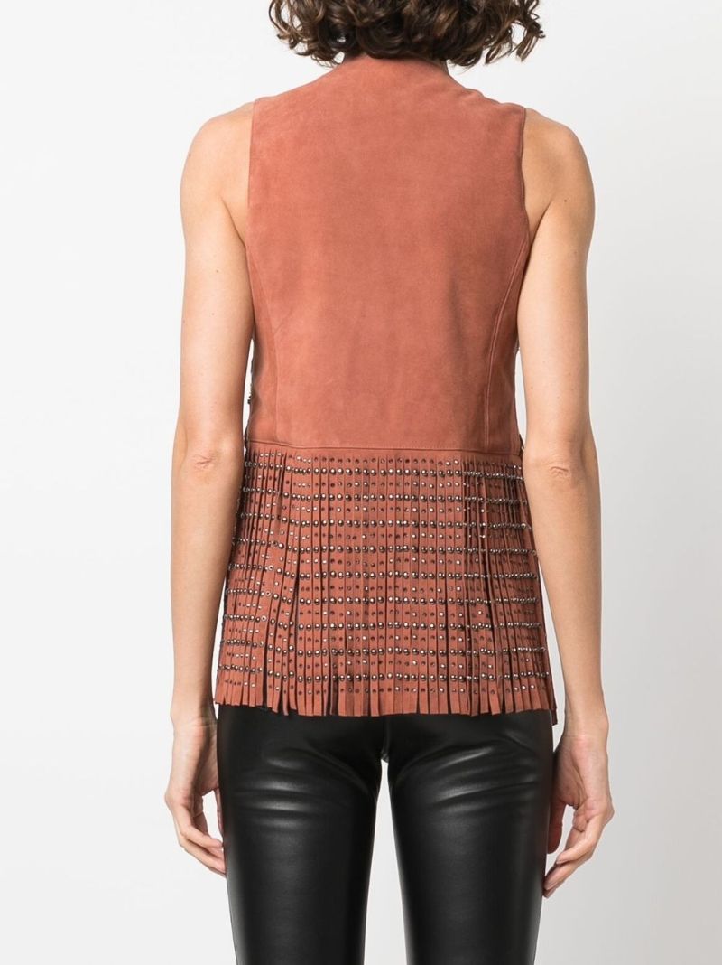 Embellished Fringed Suede Waistcoat