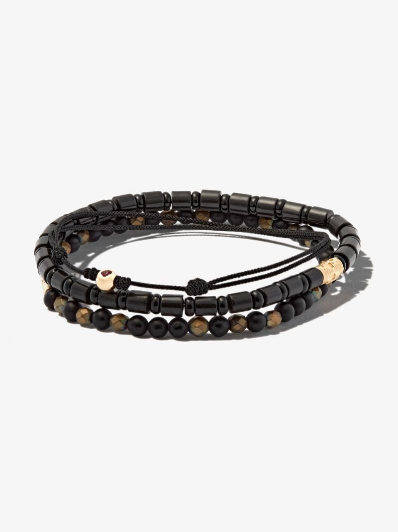 14k Yellow Gold Beaded Bracelet Set