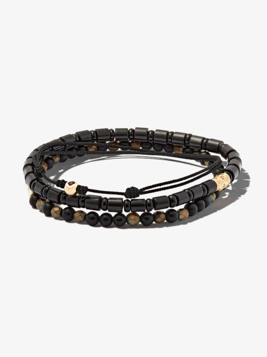 14k Yellow Gold Beaded Bracelet Set