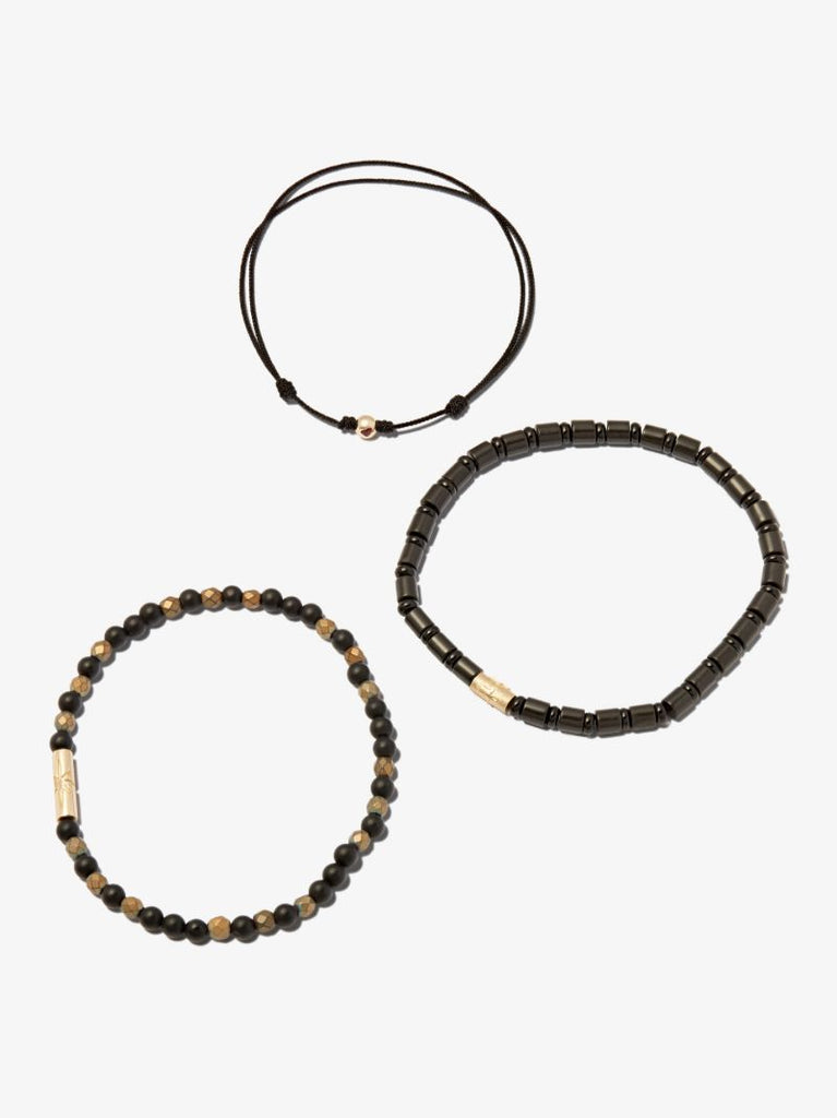 14k Yellow Gold Beaded Bracelet Set