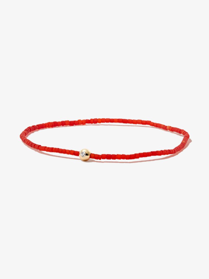14k Yellow Gold Beaded Diamond Bracelet
