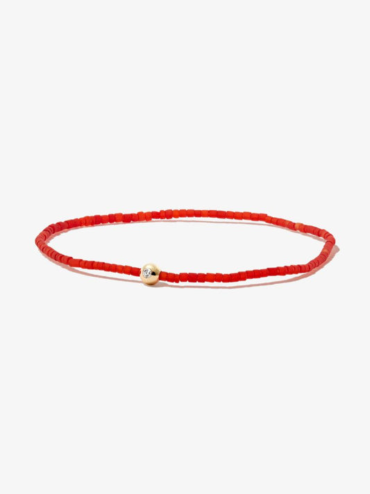 14k Yellow Gold Beaded Diamond Bracelet