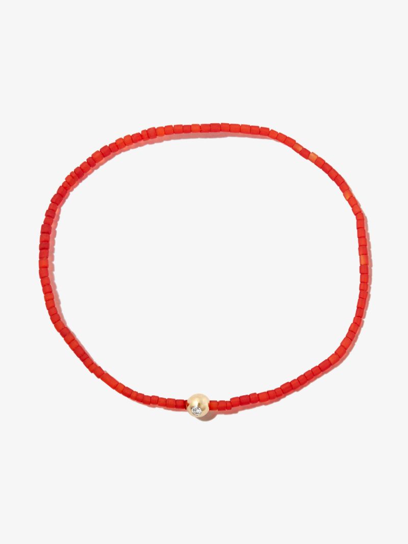 14k Yellow Gold Beaded Diamond Bracelet