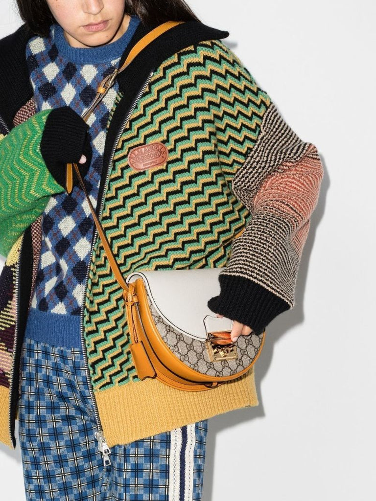 White Gg Supreme Leather Cross Body Bag