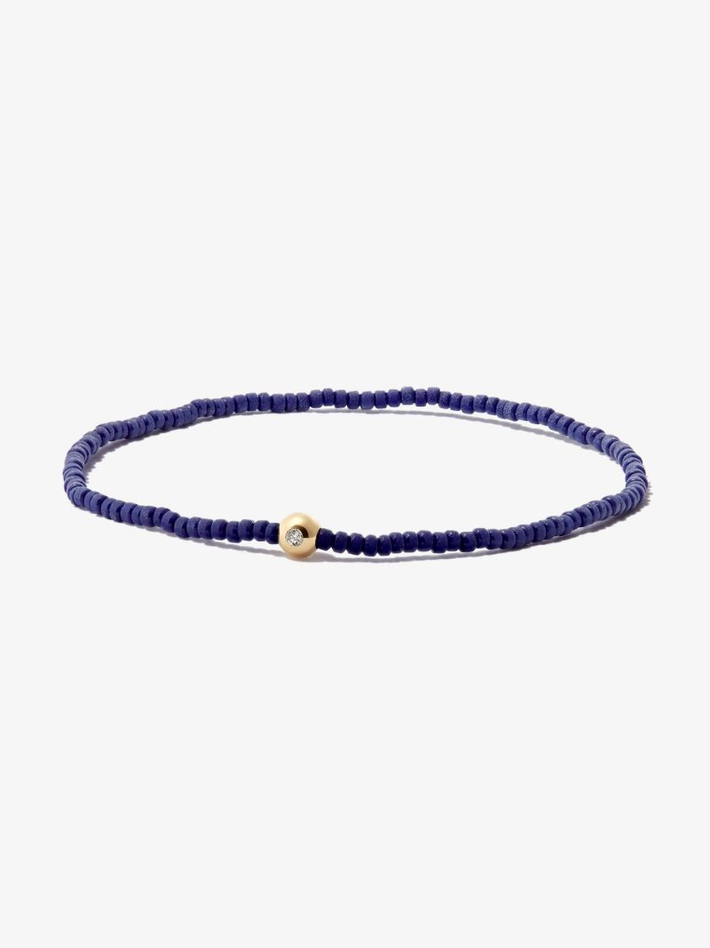 14k Yellow Gold Beaded Diamond Bracelet