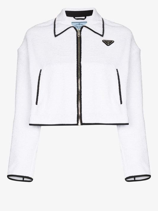 Logo Cropped Terry Cotton Jacket