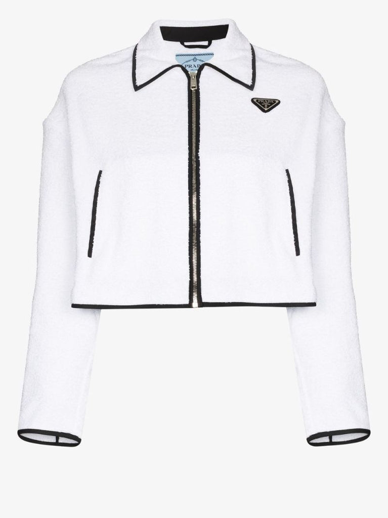 Logo Cropped Terry Cotton Jacket