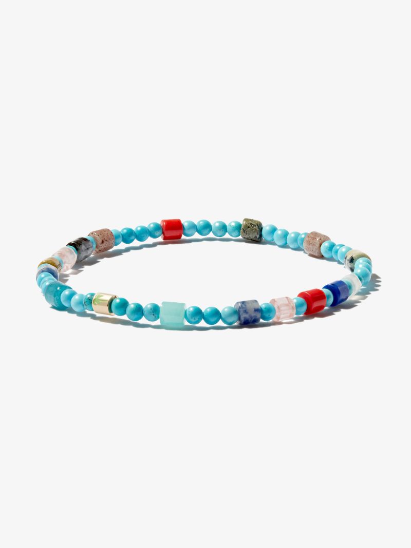 14k Yellow Gold Evil Eye Beaded Bracelet