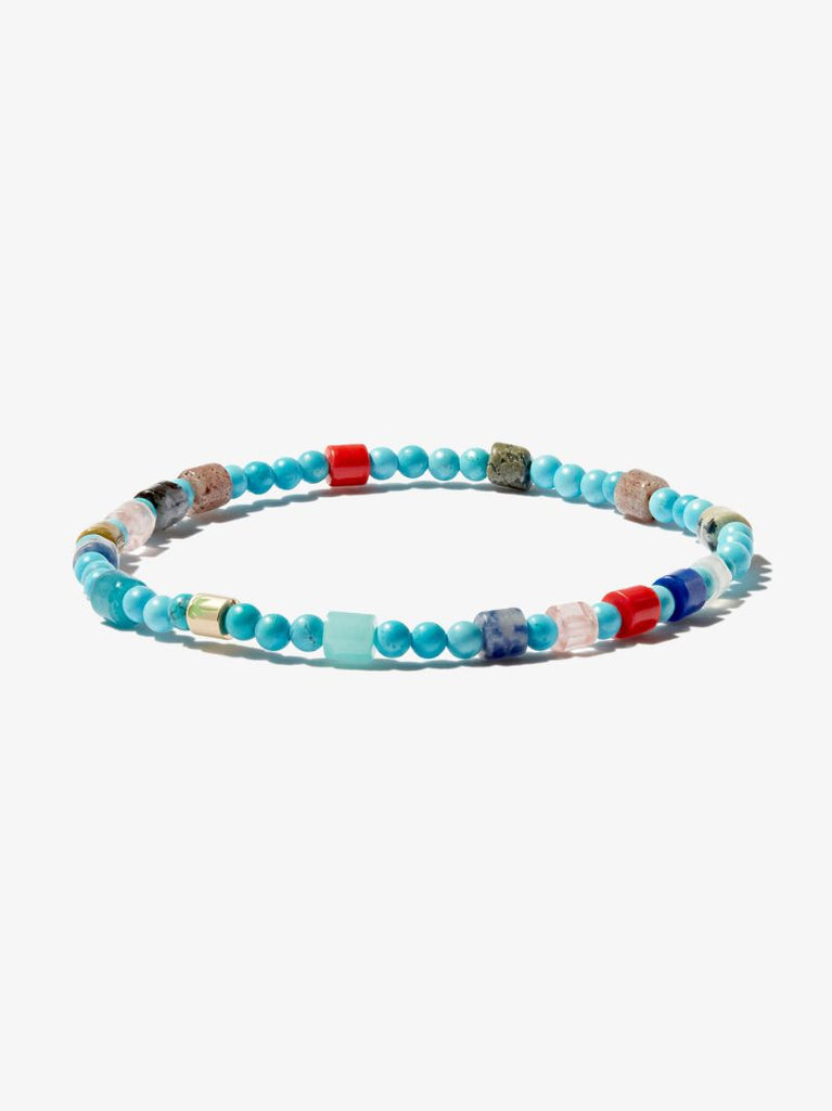 14k Yellow Gold Evil Eye Beaded Bracelet