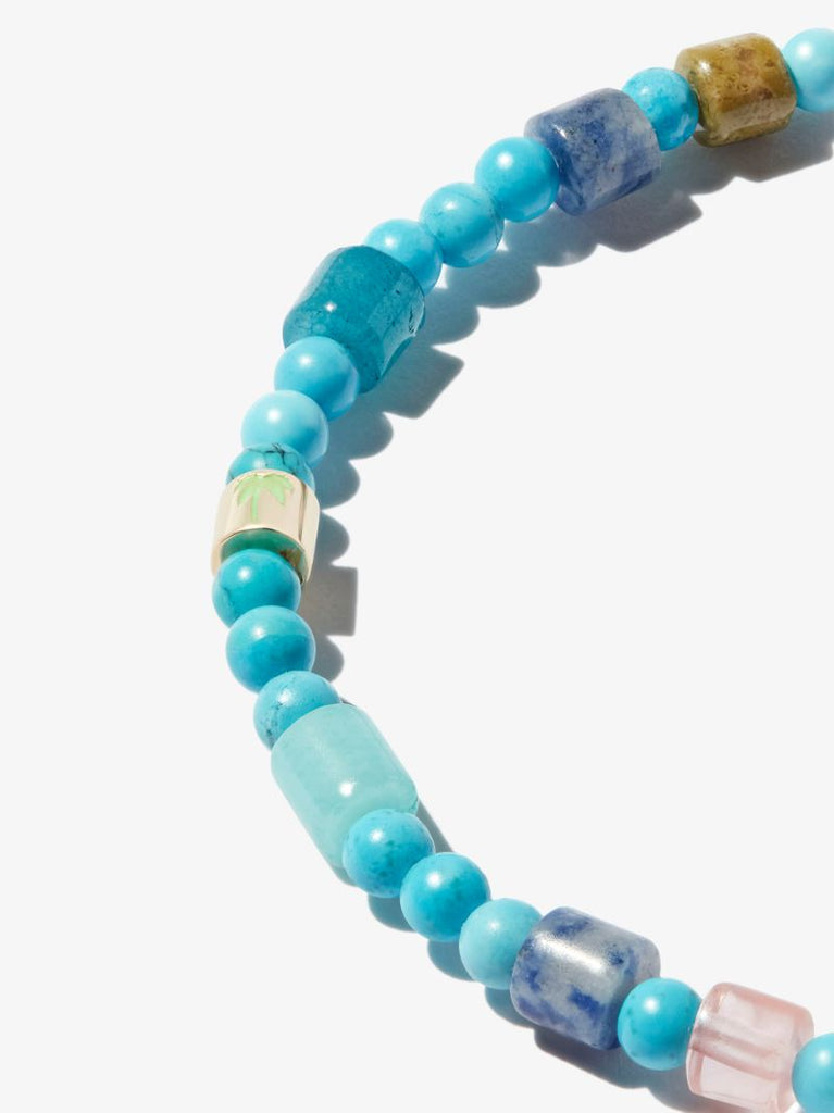 14k Yellow Gold Evil Eye Beaded Bracelet