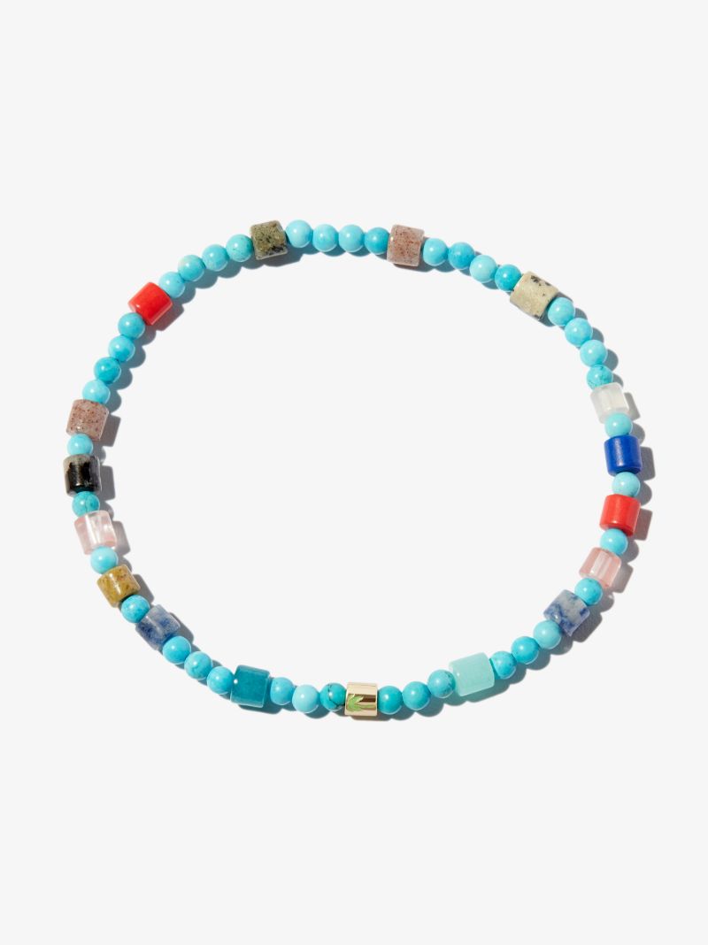 14k Yellow Gold Evil Eye Beaded Bracelet