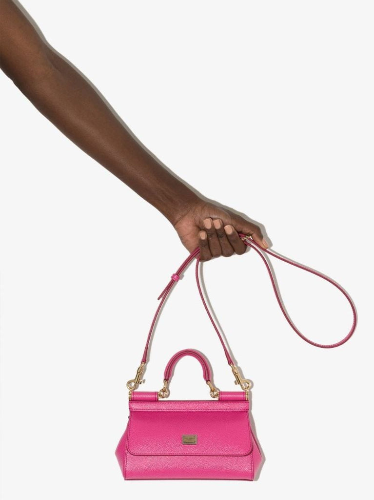 Pink Sicily Small Leather Tote Bag