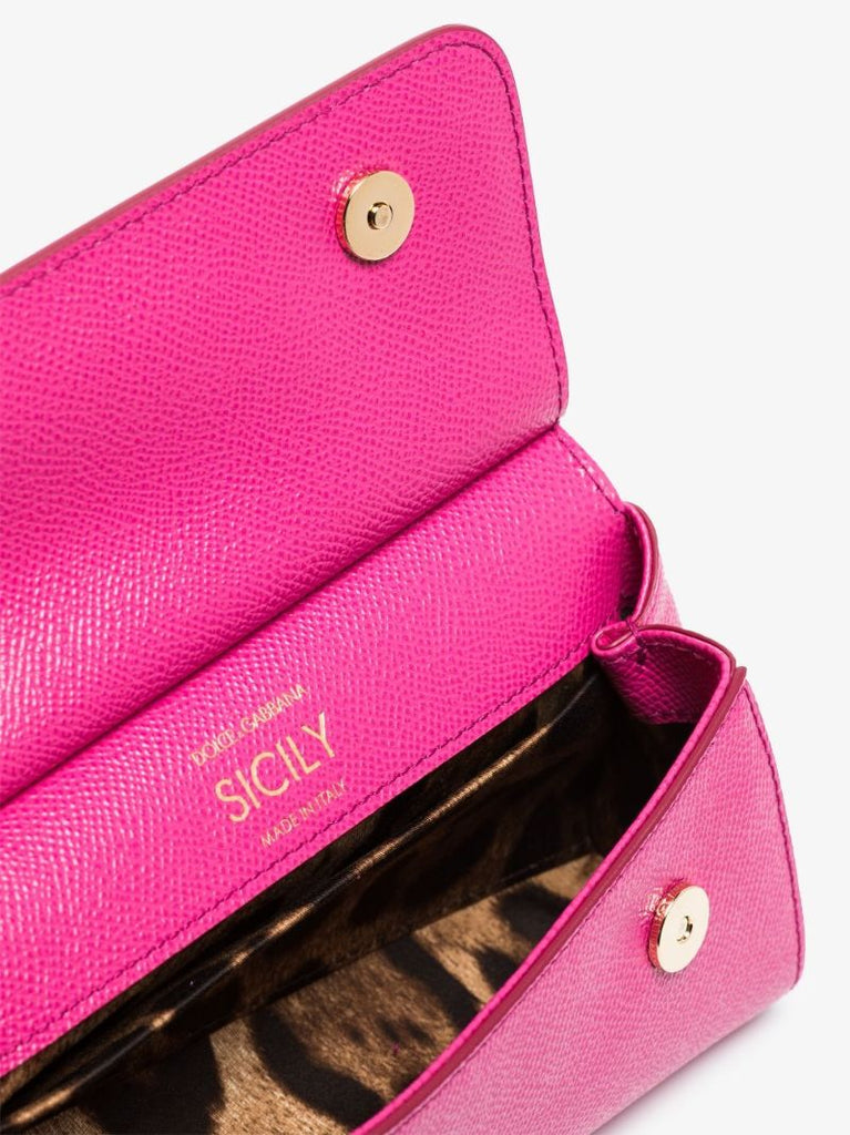 Pink Sicily Small Leather Tote Bag